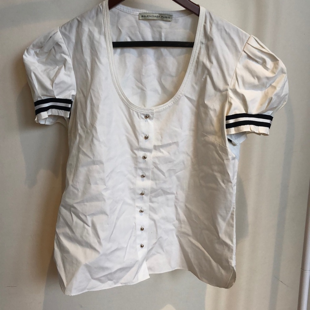 Puff Sleeve Balenciaga Button Up Blouse